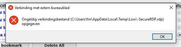 Ongeldig verbindingsbestand