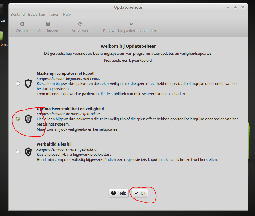 linux mint update settings