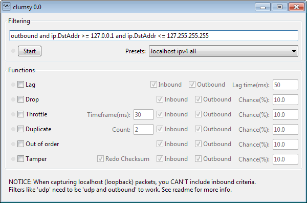 clumsy network conditions