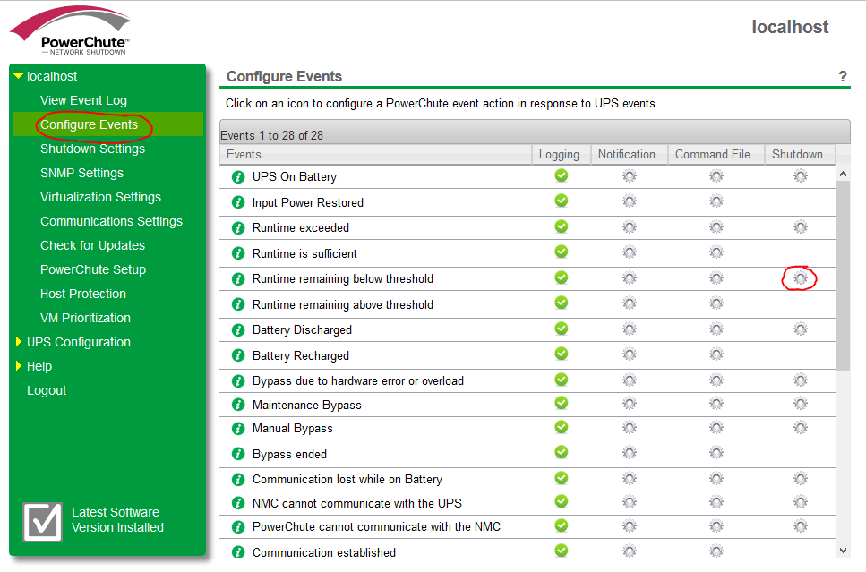 PowerChute settings 1