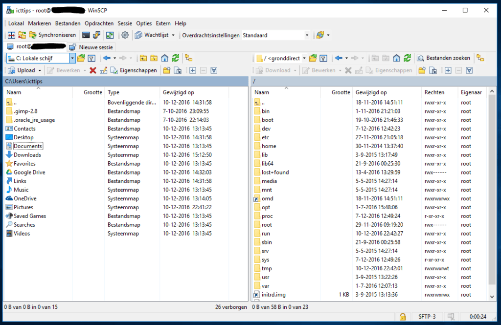 WinSCP nieuwe sessie 3