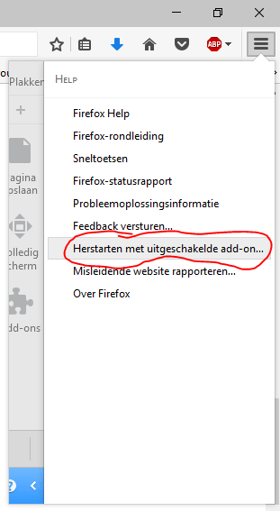 firefox herstarten zonder add-ons 2