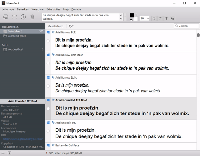 lettertypes beheren in Windows 12