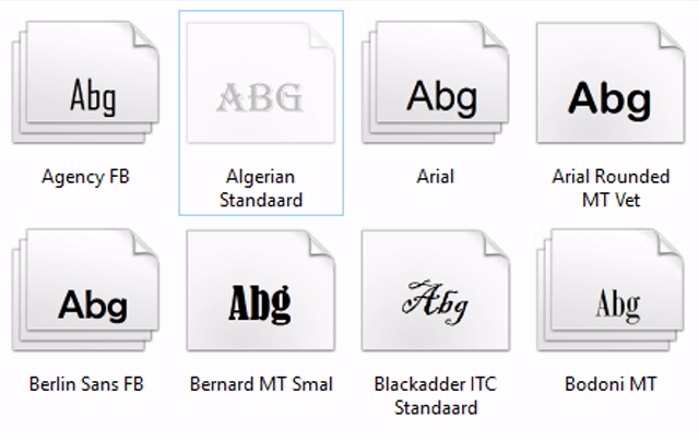 lettertypes beheren in Windows 2