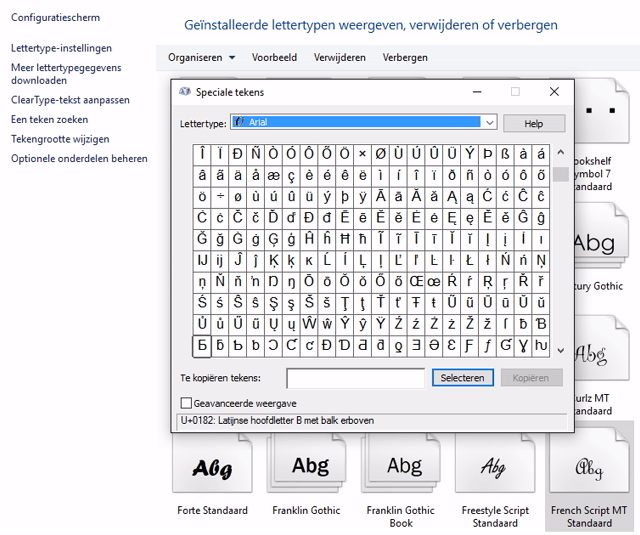 lettertypes beheren in Windows 3