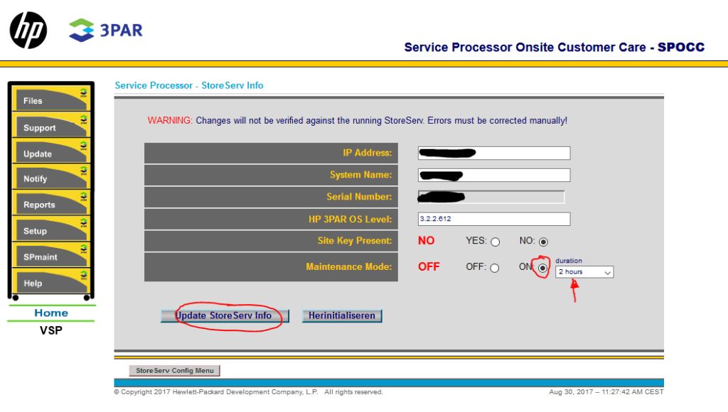 3par spocc maintenance mode