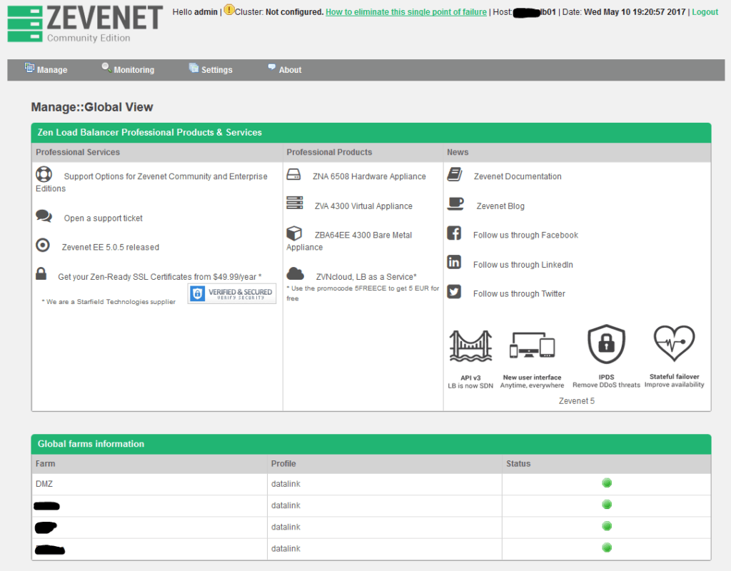 Zevenet Load Balancer configuratie 01