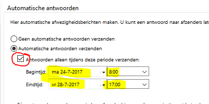 Afwezigheidsbericht instellen via owa 05