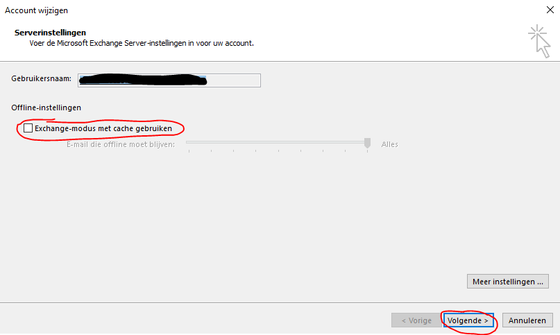 Outlook Cache uitschakelen 03