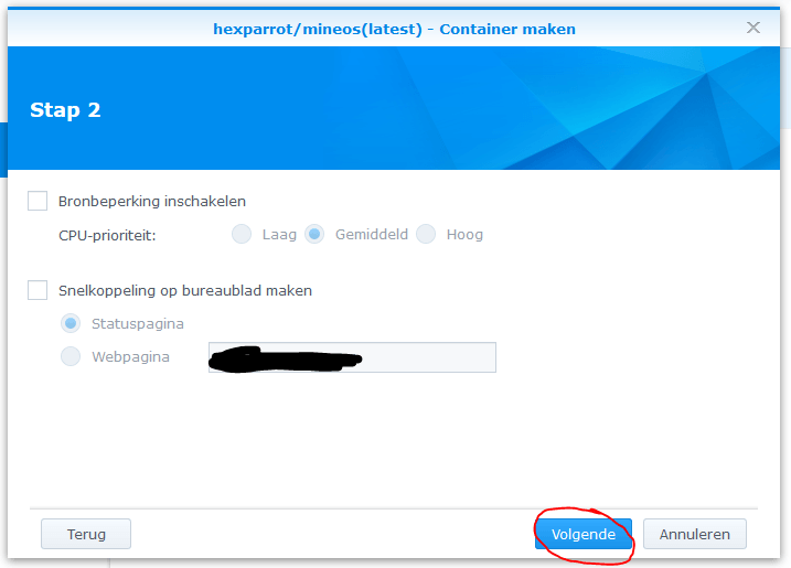 MineOS Installeren op je Synology NAS 07