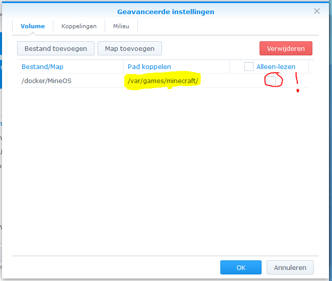 MineOS Installeren op je Synology NAS 10