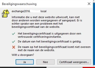 outlook certificaat melding