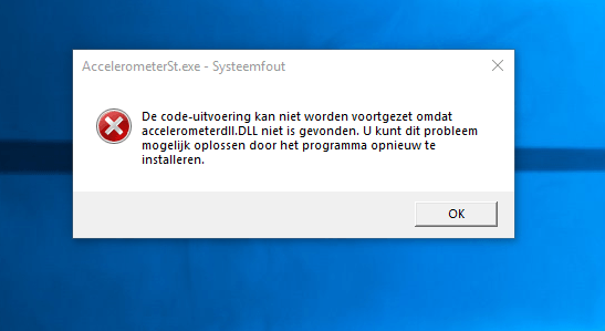 accellerometerdll.dll niet gevonden foutmelding