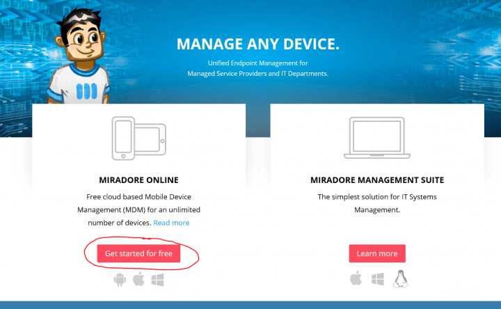 Miradore Mobile Device Management aanmelden
