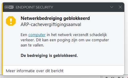 ESET melding ARP spoofing