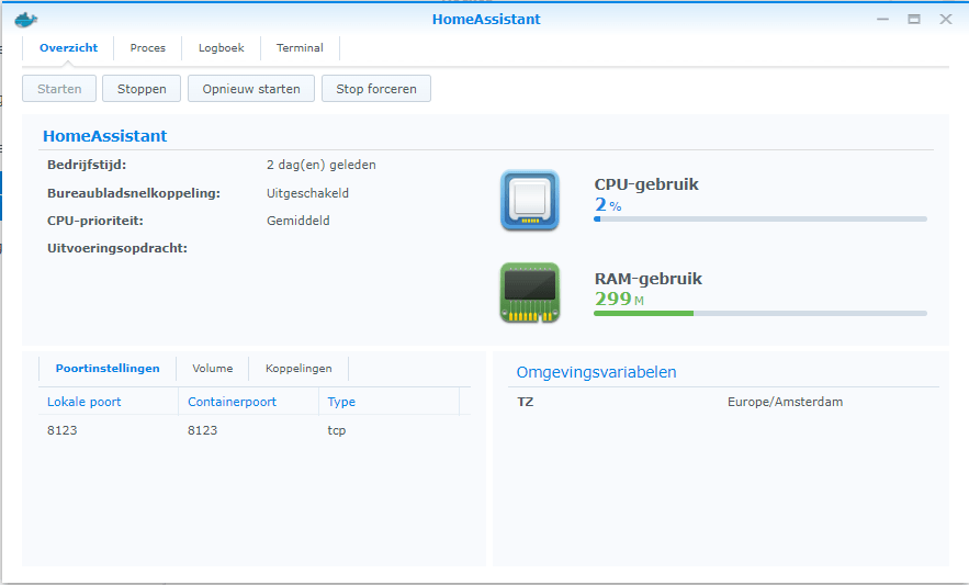 Home Assistant Docker instantie